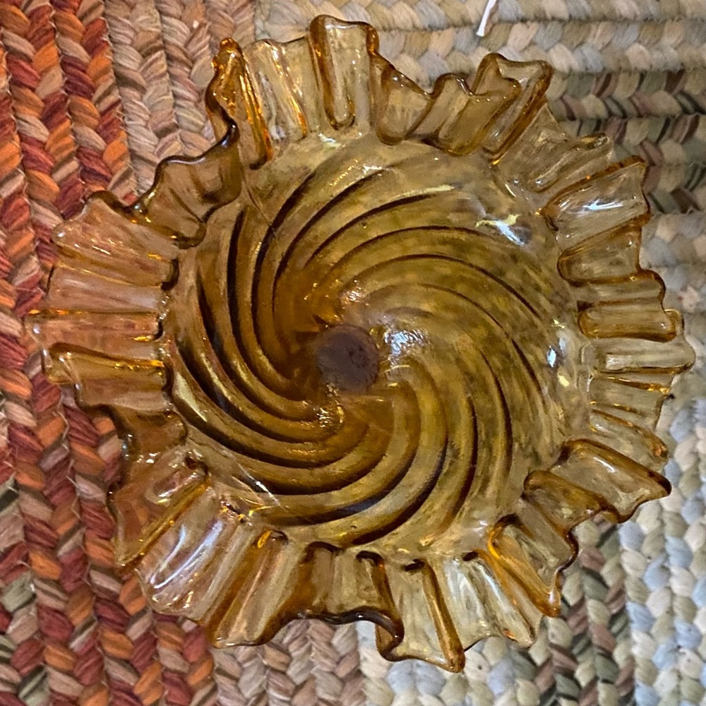 A Ruffled Blown Glass Candy Dish - Picture 4 of 8